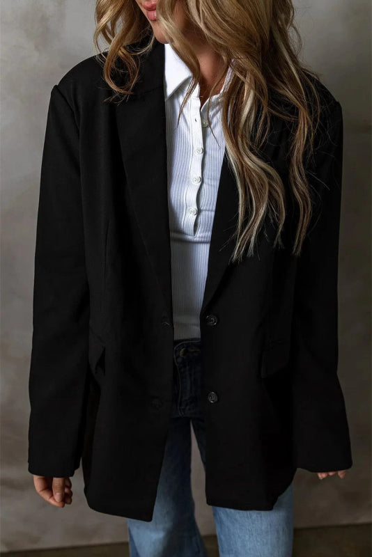 Button Up Long Sleeve Blazer - ShalayeFashion