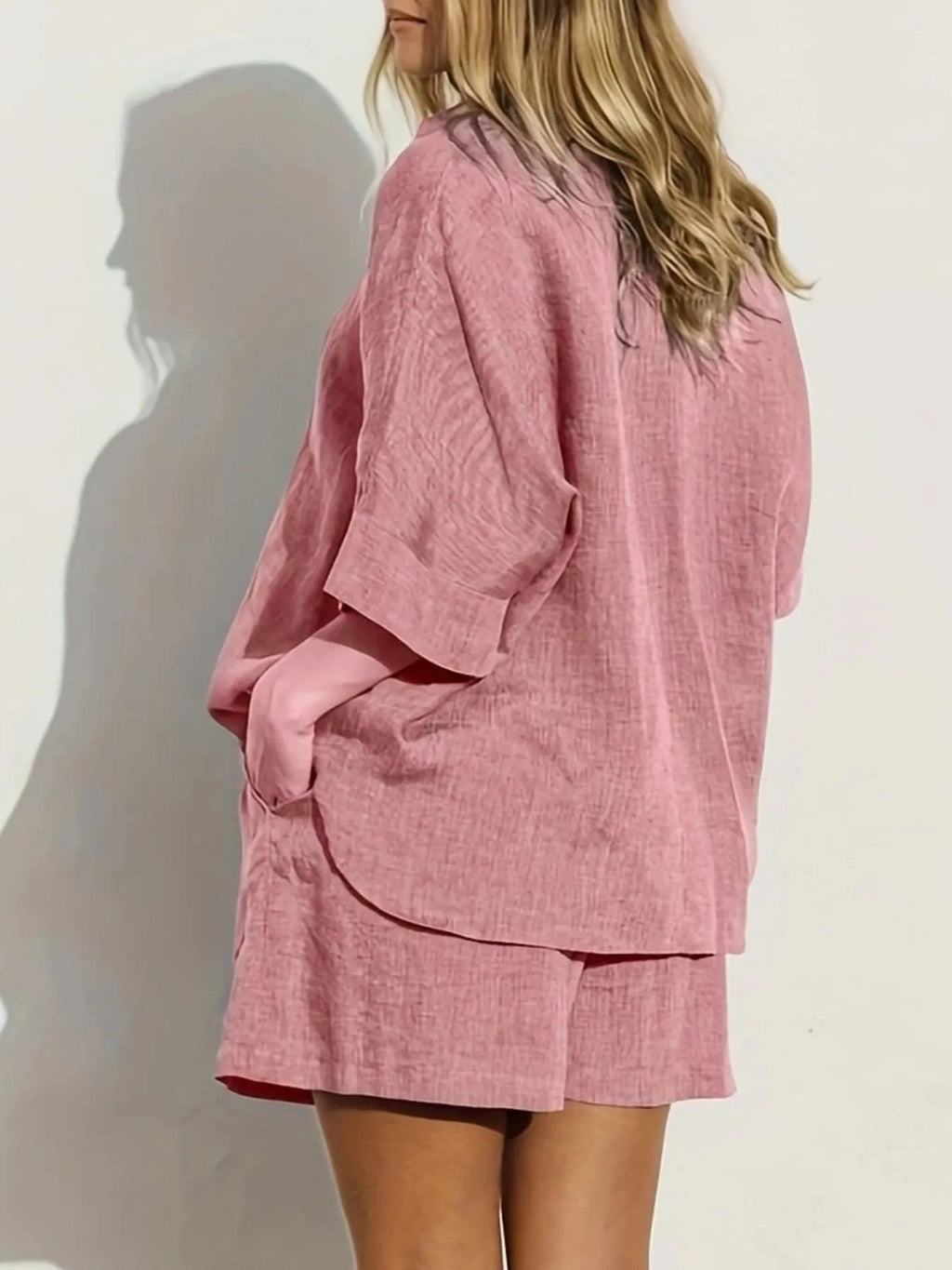 Button - Up Shirt and Shorts Set - ShalayeFashion