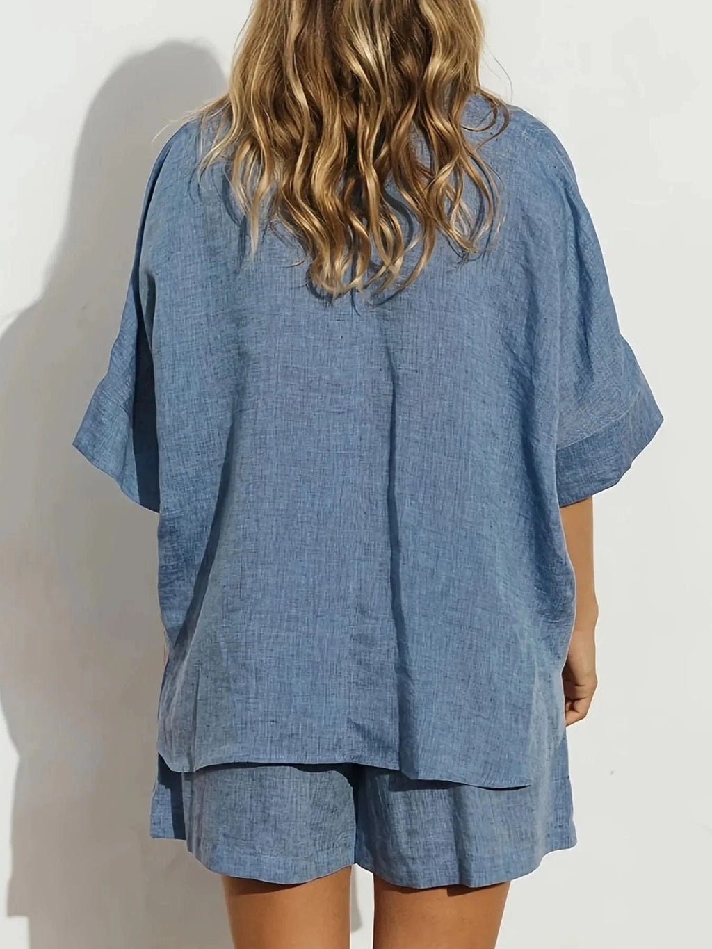 Button - Up Shirt and Shorts Set - ShalayeFashion