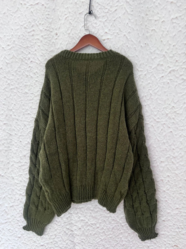 Cable Knit Long Sleeve Sweater - ShalayeFashion