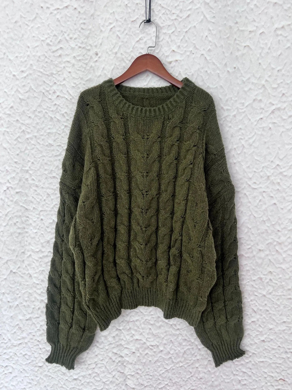 Cable Knit Long Sleeve Sweater - ShalayeFashion