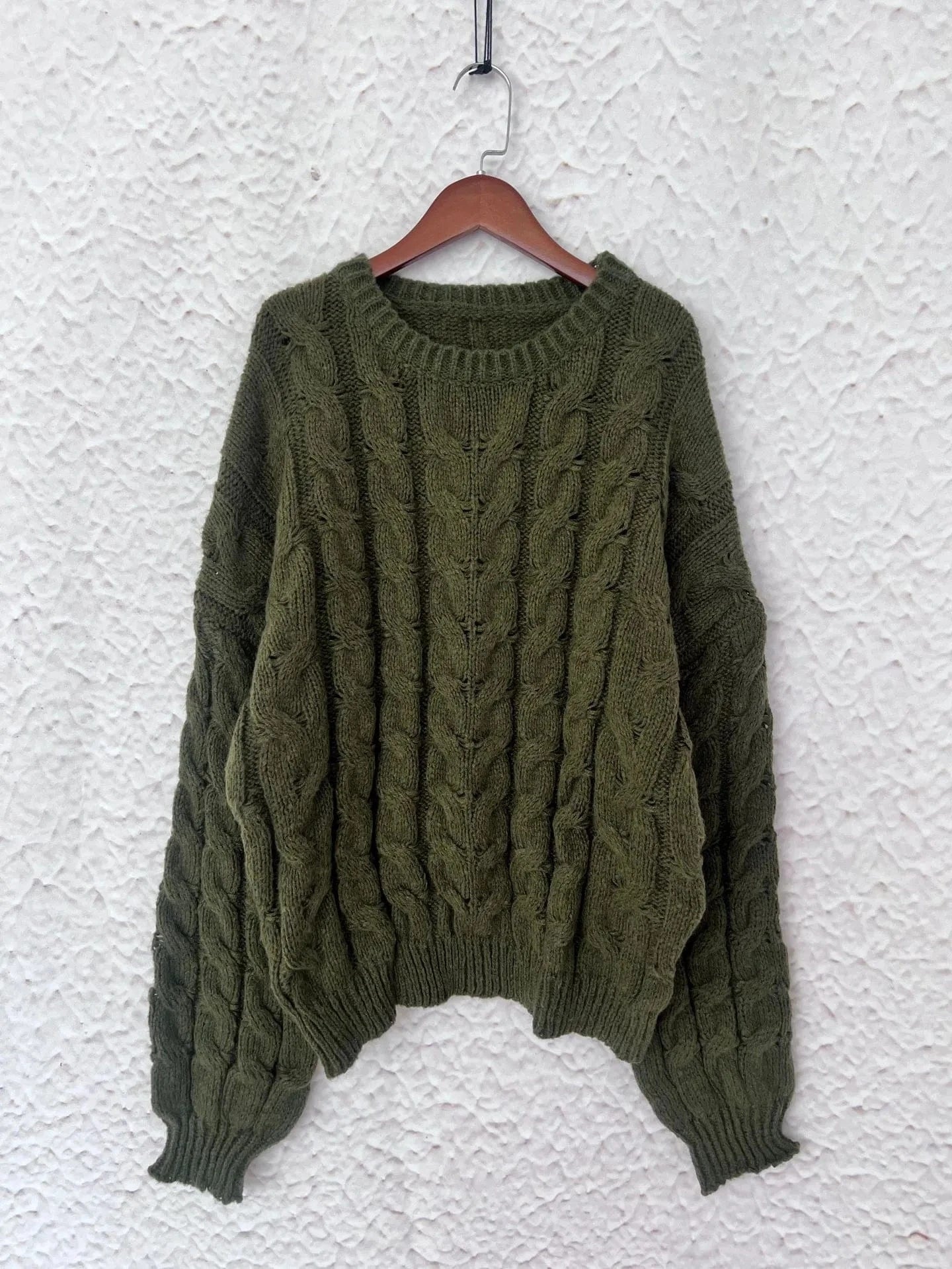 Cable Knit Long Sleeve Sweater - ShalayeFashion