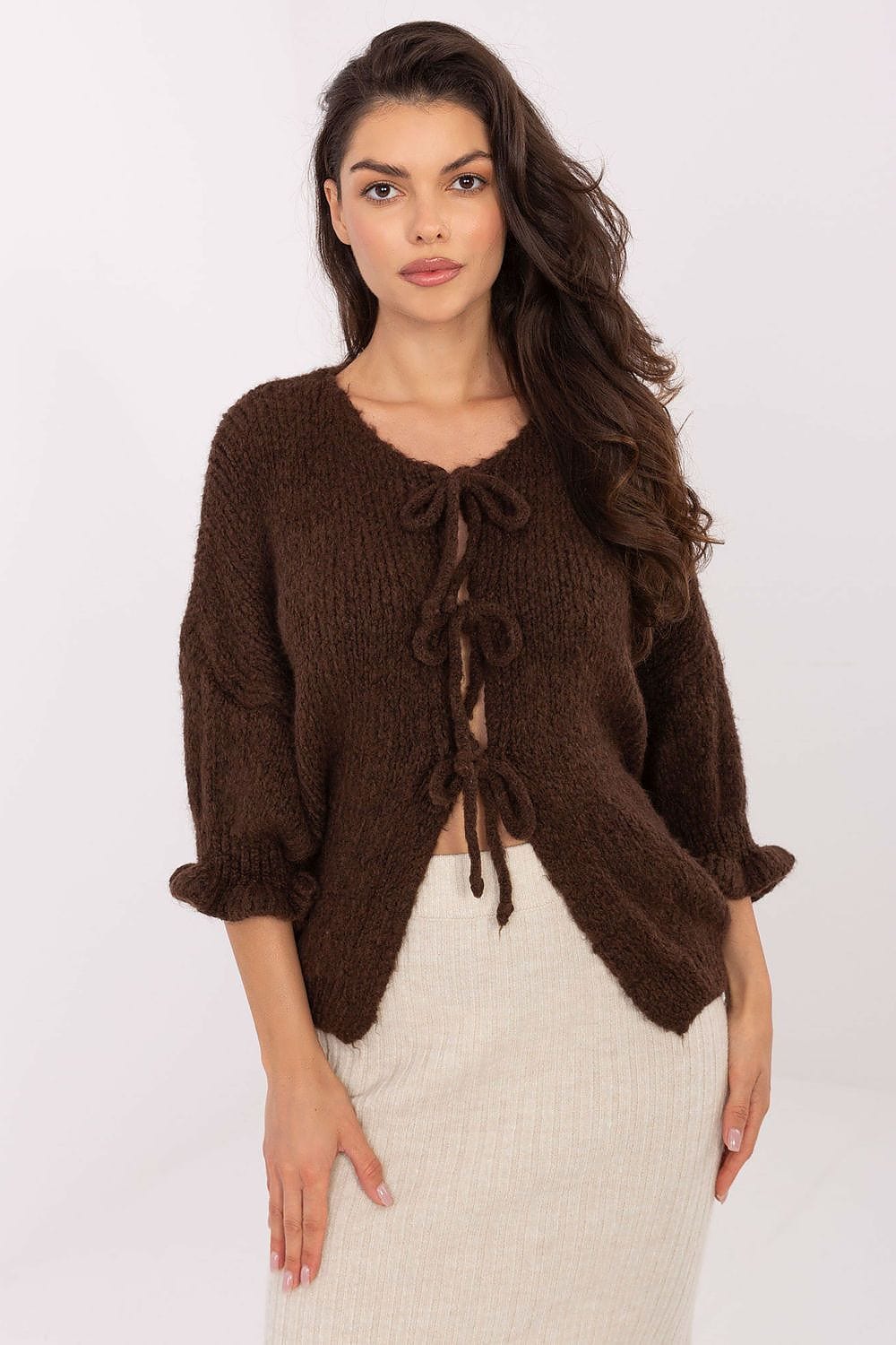 Casual Cardigan Tie Binding Three Quarter - ShalayeFashion