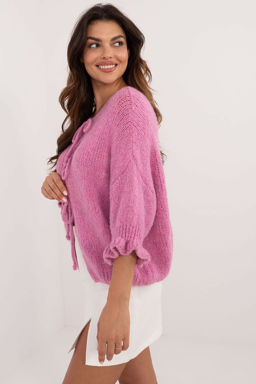 Casual Cardigan Tie Binding Three Quarter - ShalayeFashion