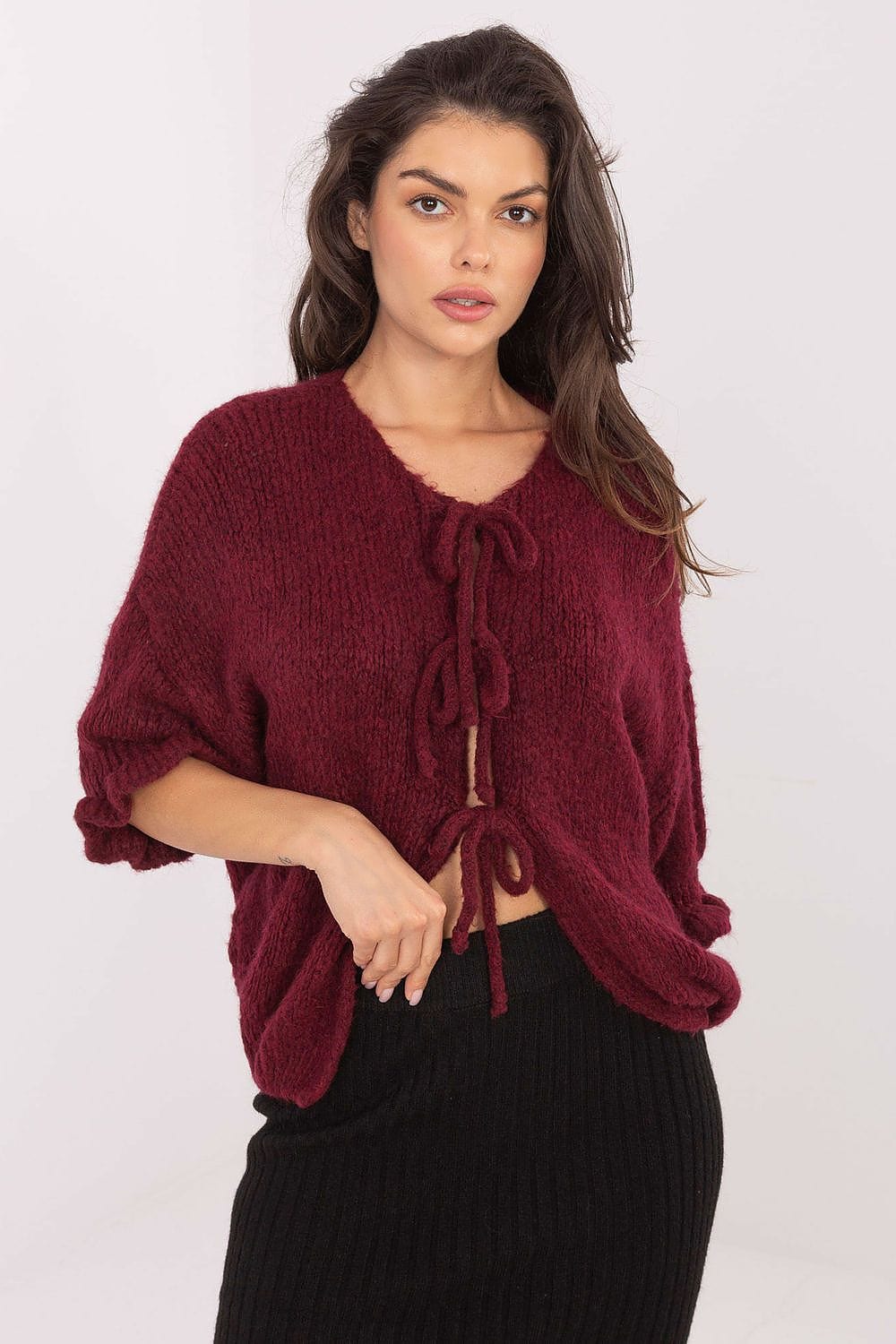 Casual Cardigan Tie Binding Three Quarter - ShalayeFashion