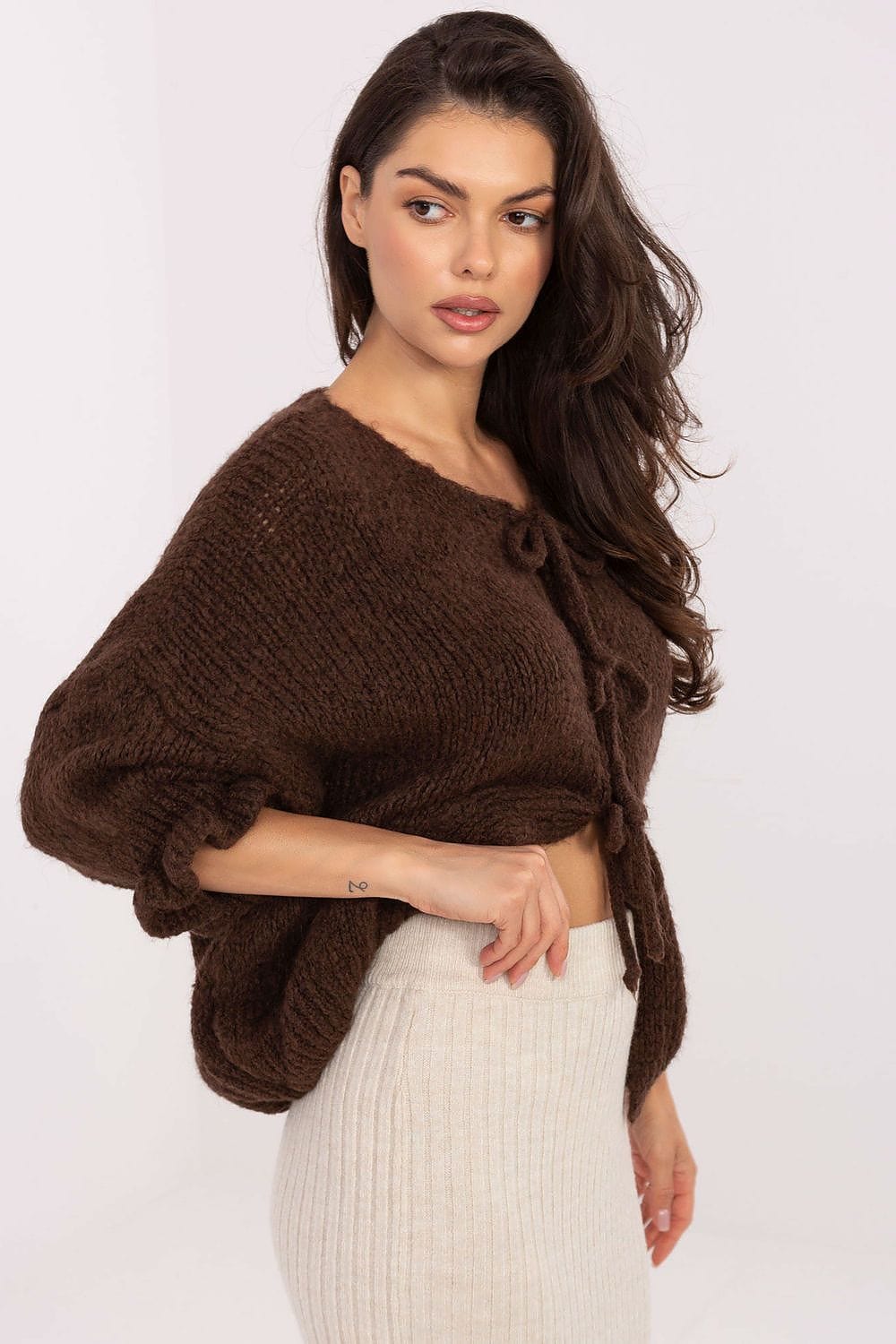 Casual Cardigan Tie Binding Three Quarter - ShalayeFashion