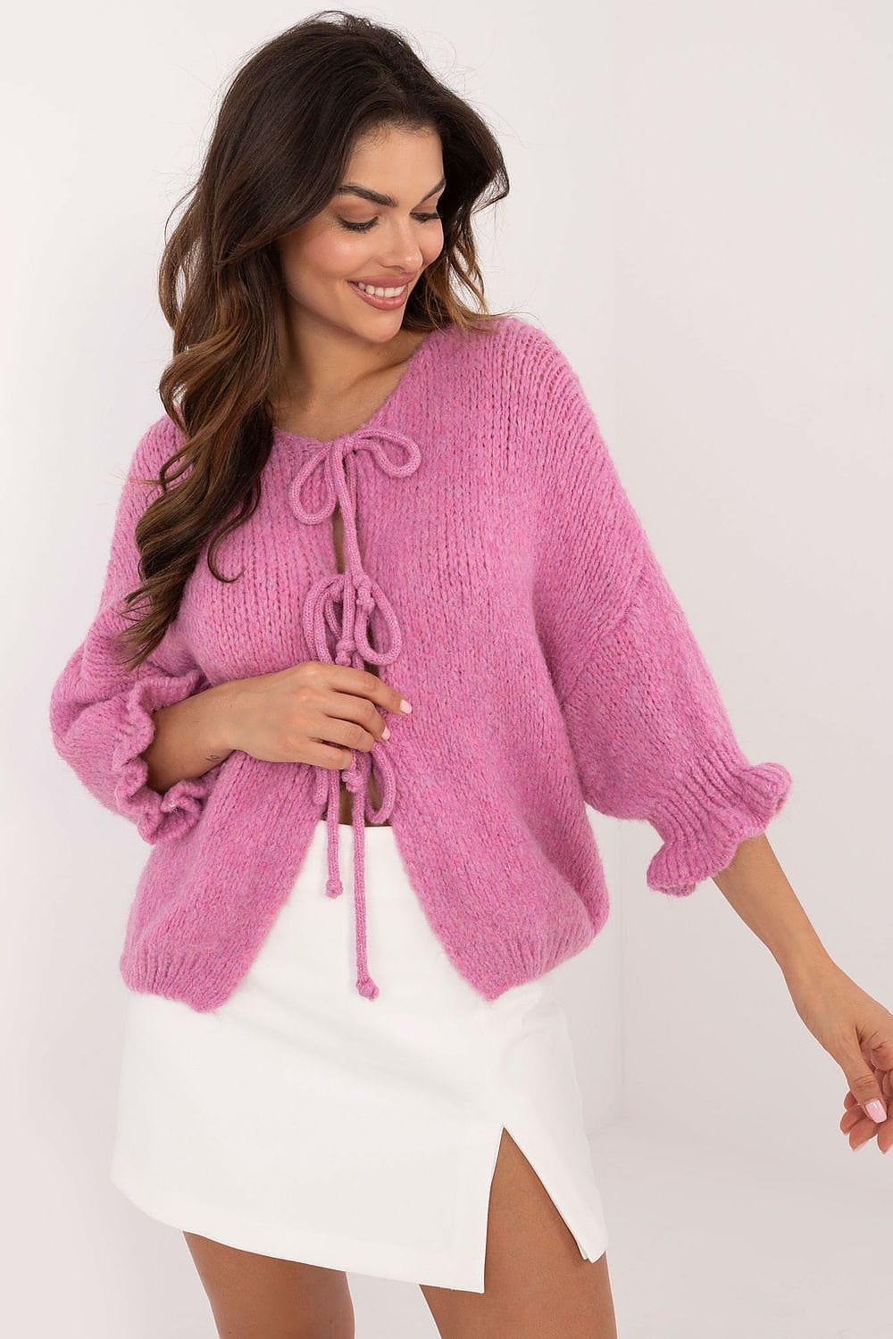 Casual Cardigan Tie Binding Three Quarter - ShalayeFashion