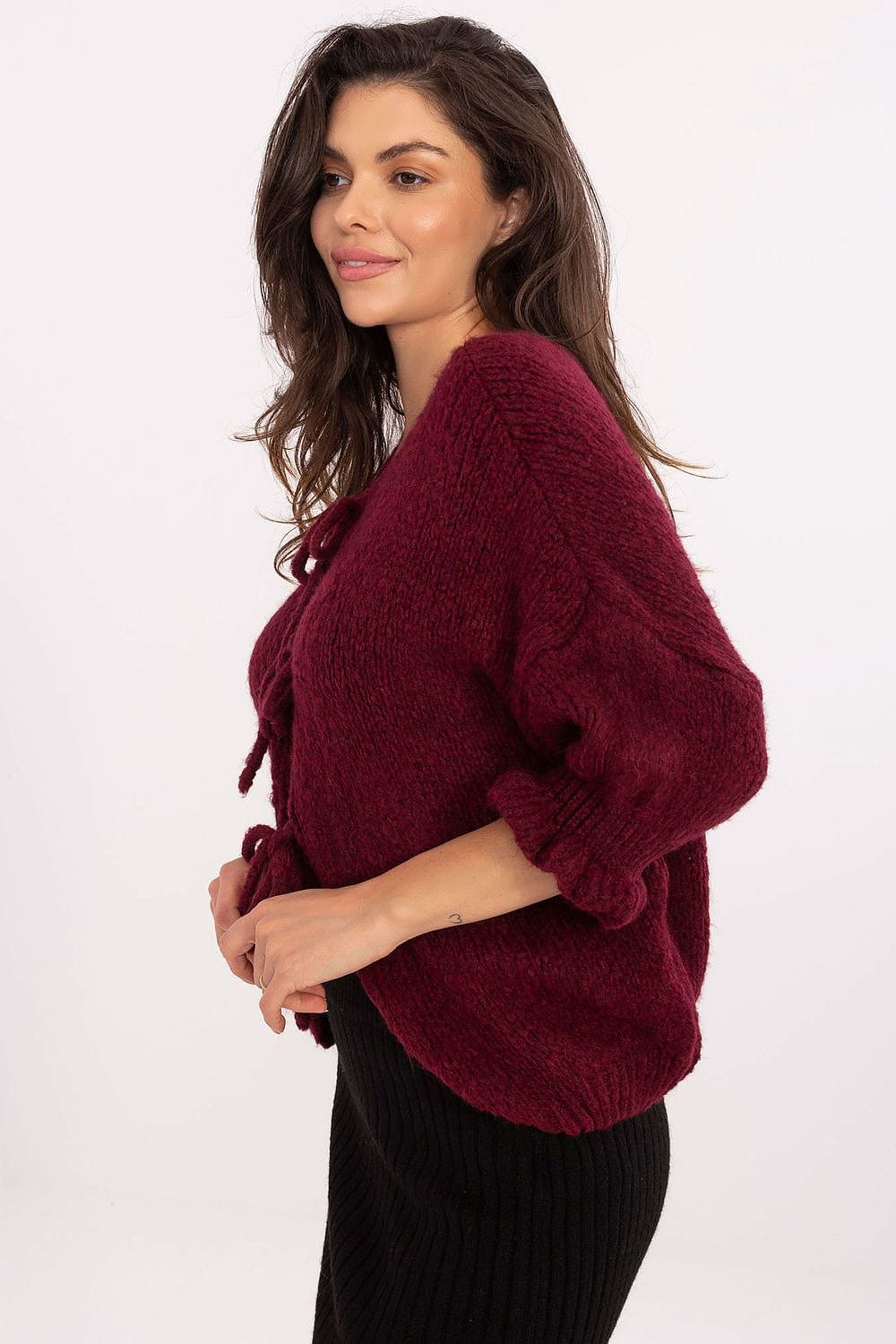 Casual Cardigan Tie Binding Three Quarter - ShalayeFashion