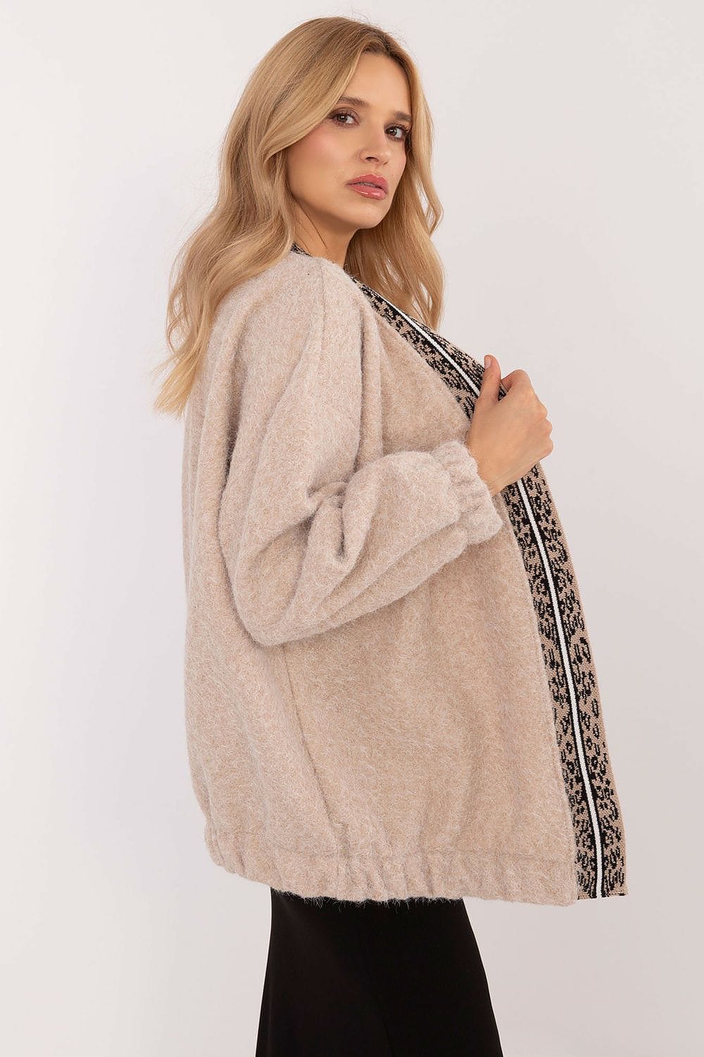 Casual Cardigan Unbuttoned Contrasting Trim - ShalayeFashion