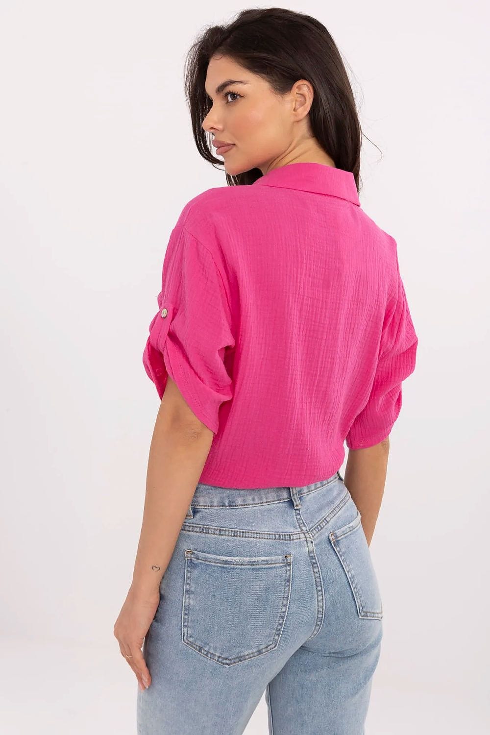 Casual Cotton Shirt Tie Bottom Pocket - ShalayeFashion