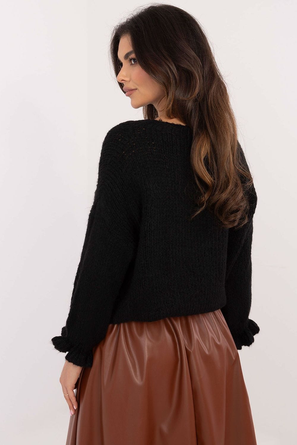 Casual Sweater Round Neck Ruffled Sleeves - ShalayeFashion