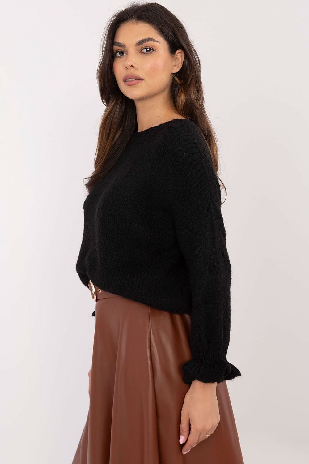 Casual Sweater Round Neck Ruffled Sleeves - ShalayeFashion