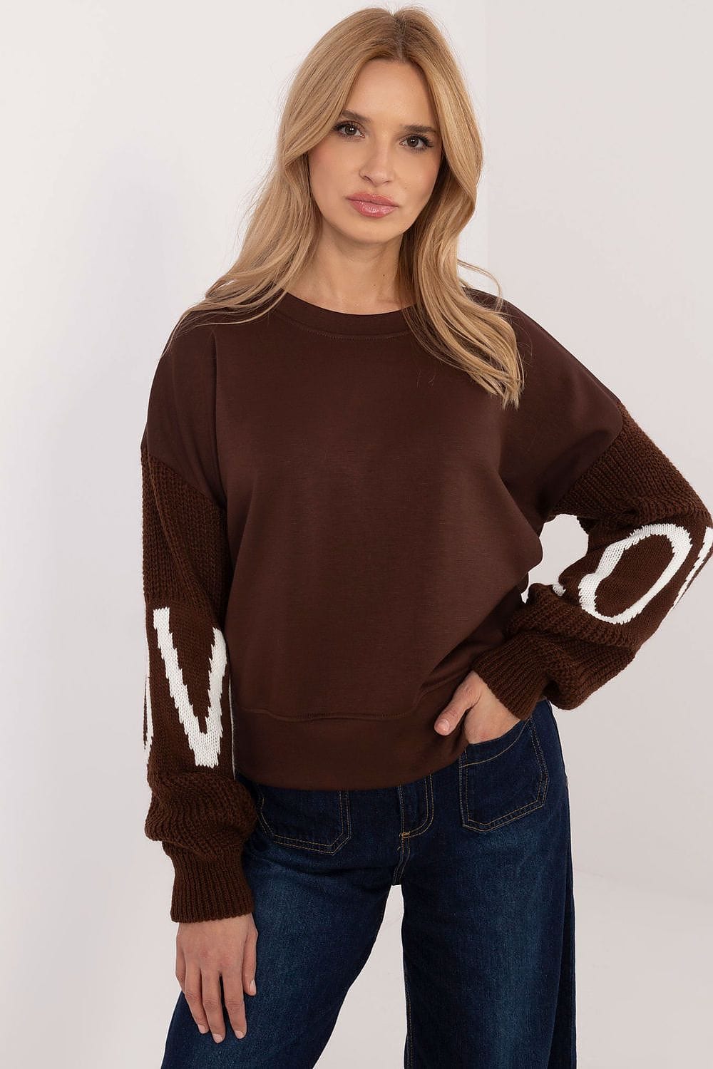 Casual Sweatshirt Decorative Sleeves Round - ShalayeFashion