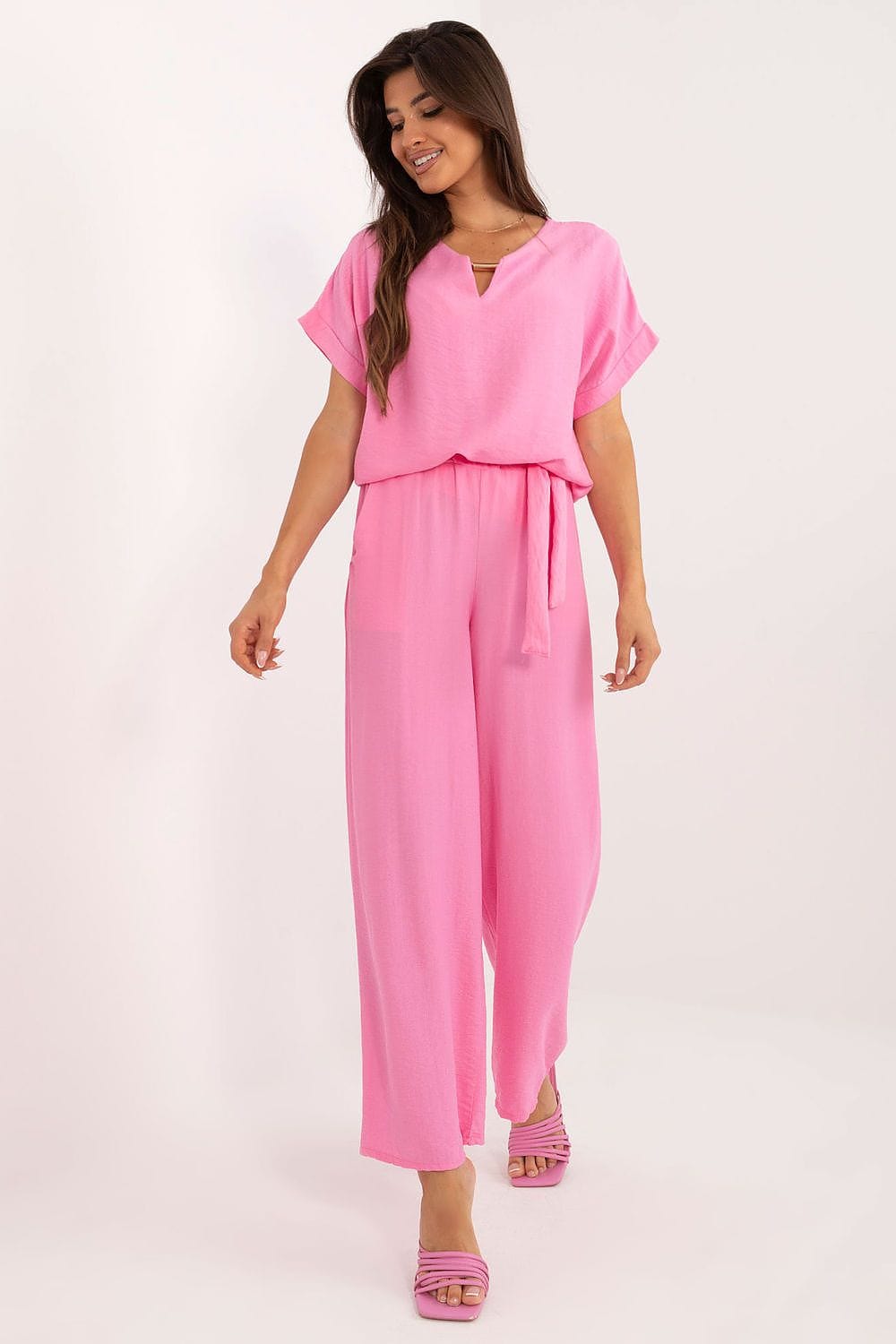 Casual Viscose Set Blouse Pants Tie - ShalayeFashion