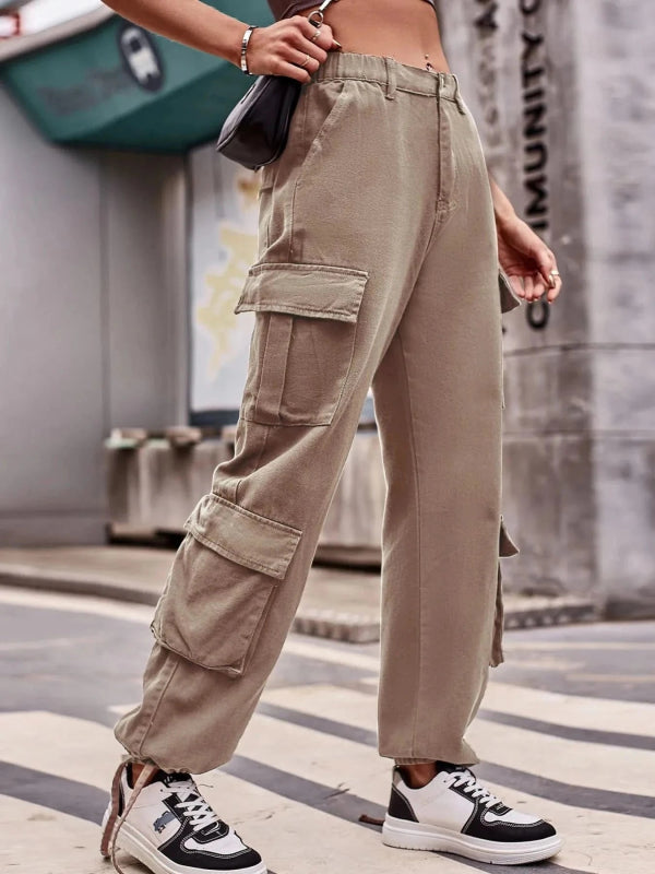 Casual Wide Leg Cargo Jeans - ShalayeFashion