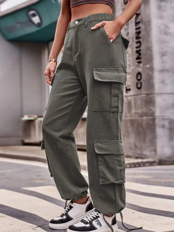 Casual Wide Leg Cargo Jeans - ShalayeFashion