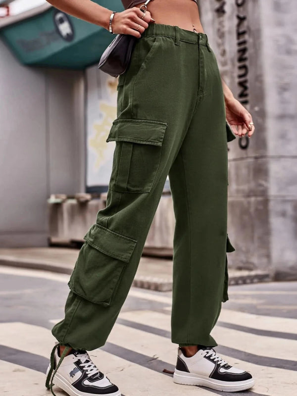 Casual Wide Leg Cargo Jeans - ShalayeFashion