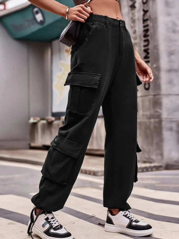 Casual Wide Leg Cargo Jeans - ShalayeFashion