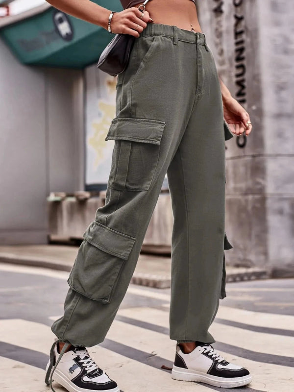 Casual Wide Leg Cargo Jeans - ShalayeFashion