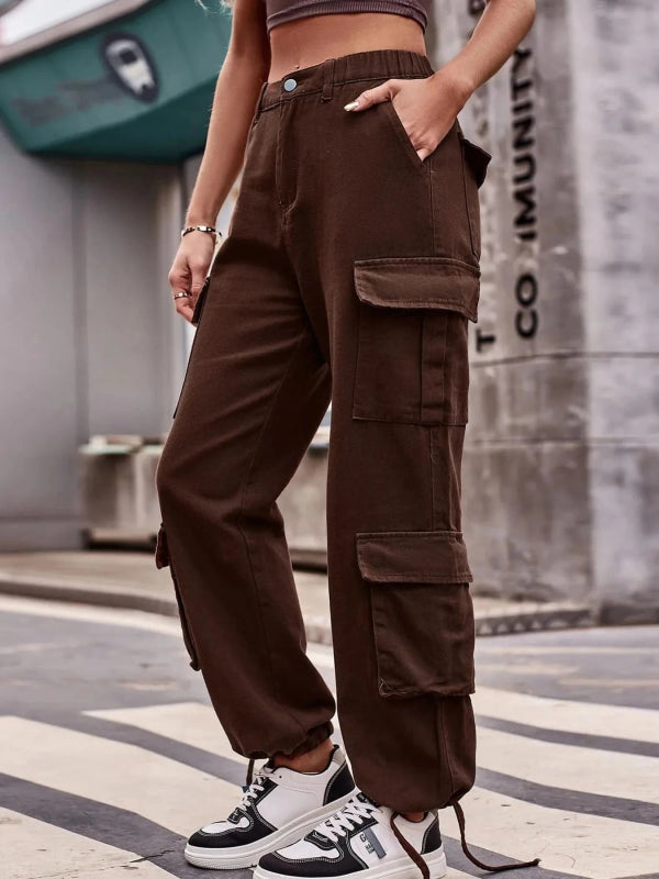 Casual Wide Leg Cargo Jeans - ShalayeFashion