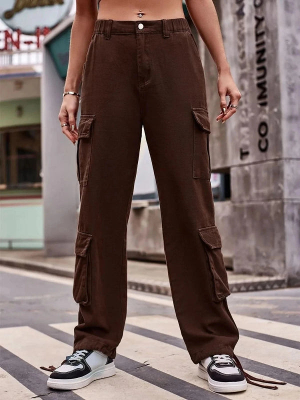 Casual Wide Leg Cargo Jeans - ShalayeFashion