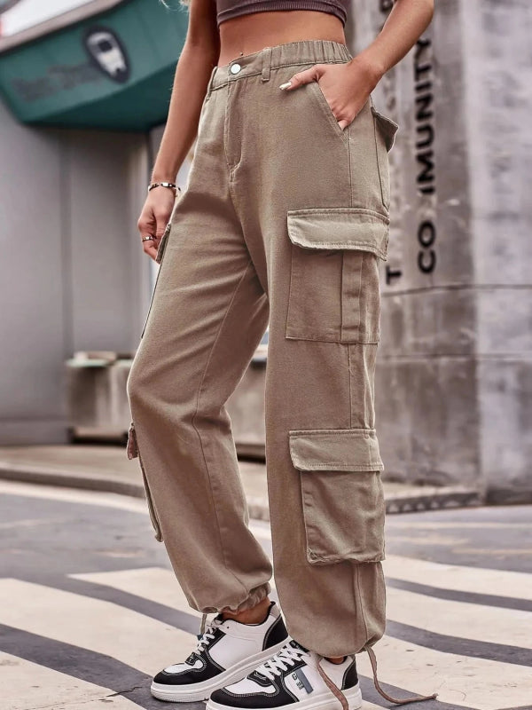 Casual Wide Leg Cargo Jeans - ShalayeFashion