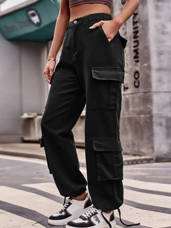 Casual Wide Leg Cargo Jeans - ShalayeFashion