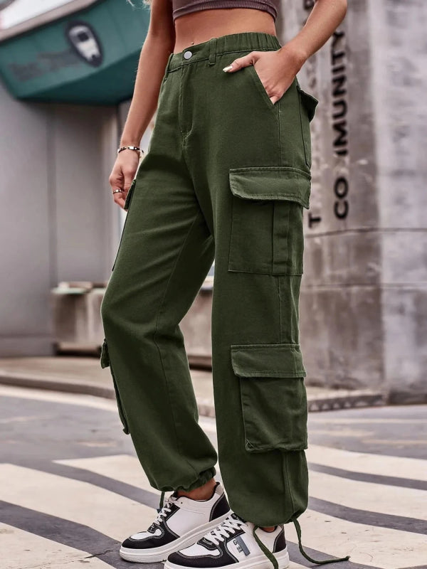 Casual Wide Leg Cargo Jeans - ShalayeFashion