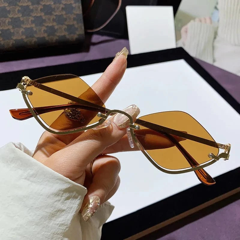 Cat Eye Sunglasses with Gold Metal Frame - ShalayeFashion