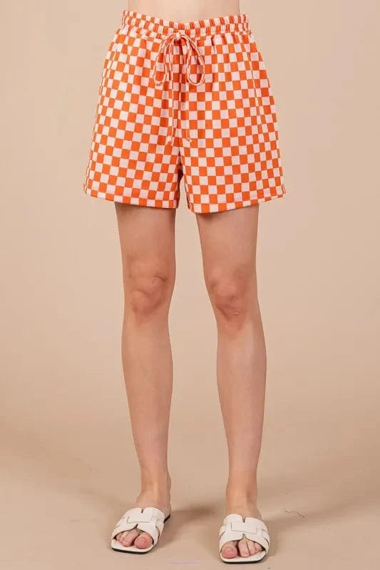 Ces Femme Checkered Round Neck Top and Shorts Set - ShalayeFashion