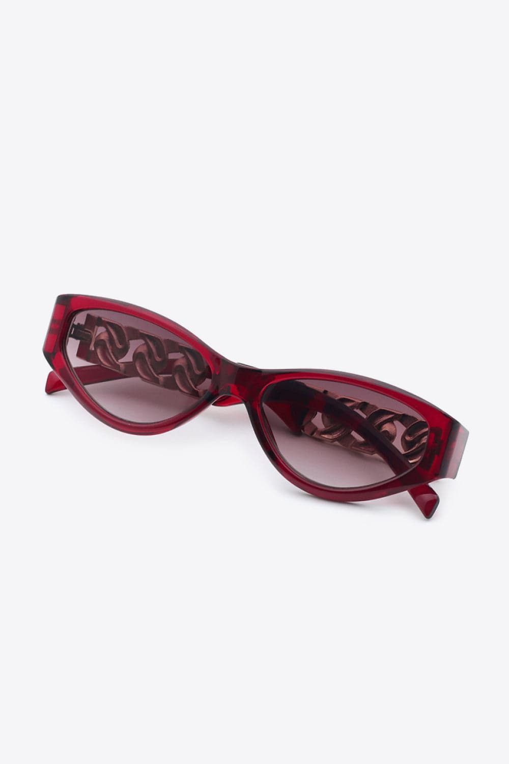 Chain Detail Temple Cat Eye Sunglasses - ShalayeFashion