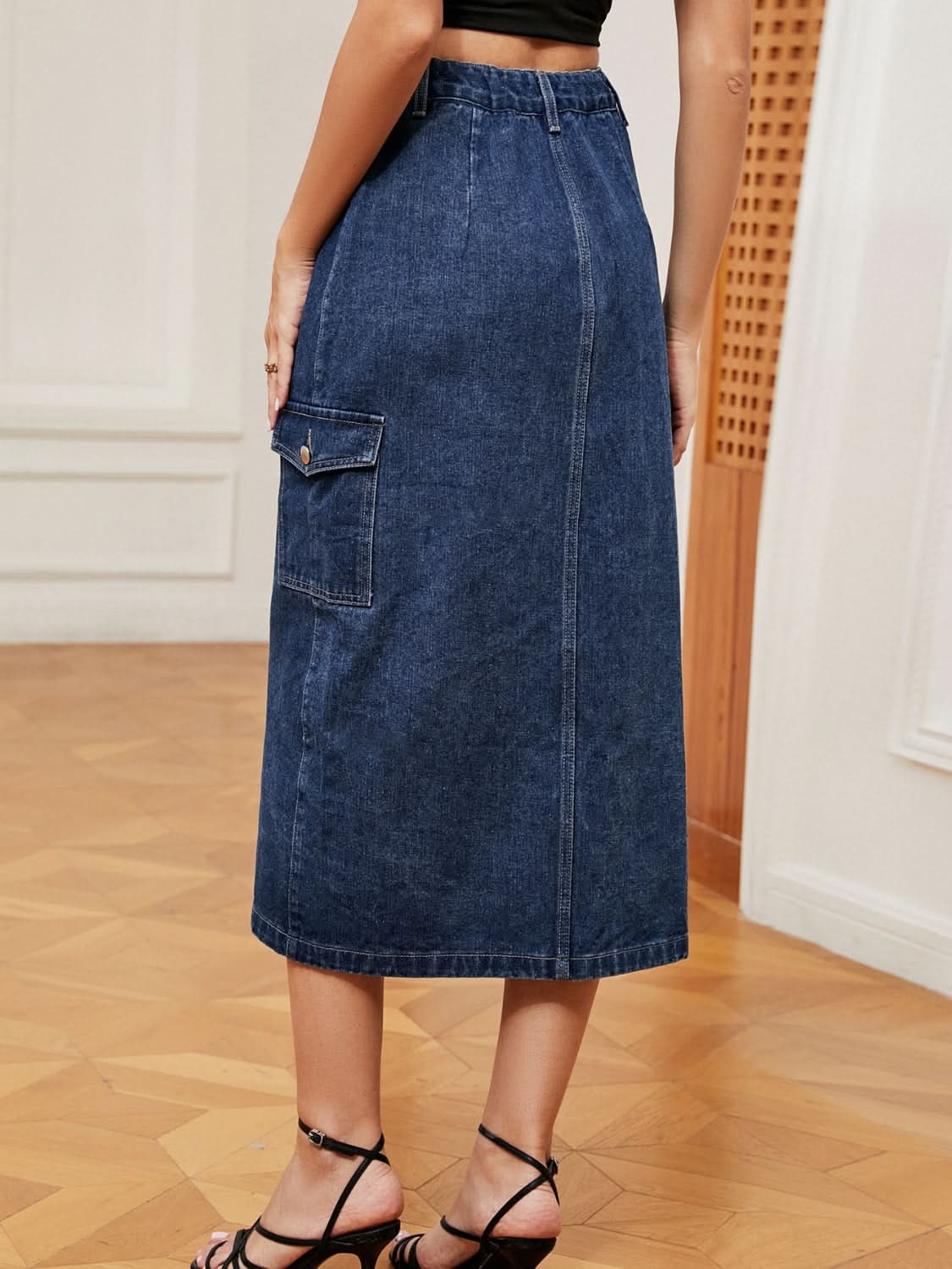 Chic Women’s Button Down Denim Skirt - ShalayeFashion
