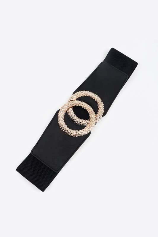 Circle Buckle Elastic Wide PU Belt - ShalayeFashion
