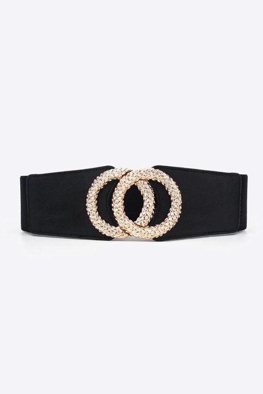 Circle Buckle Elastic Wide PU Belt - ShalayeFashion