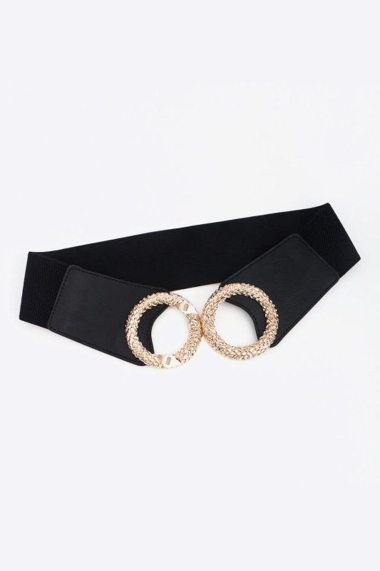 Circle Buckle Elastic Wide PU Belt - ShalayeFashion