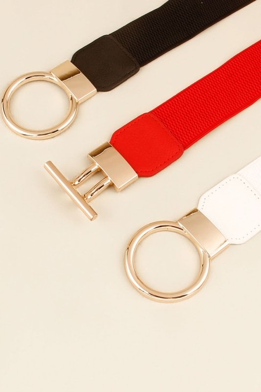 Circle Shape Buckle Zinc Alloy Buckle PU Leather Belt - ShalayeFashion