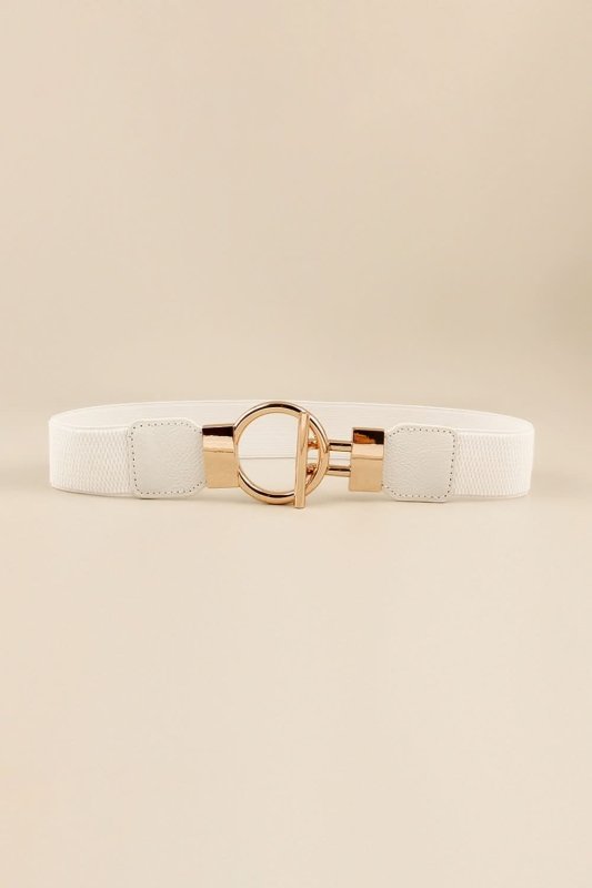 Circle Shape Buckle Zinc Alloy Buckle PU Leather Belt - ShalayeFashion