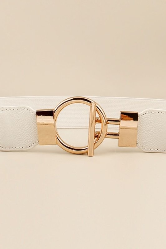 Circle Shape Buckle Zinc Alloy Buckle PU Leather Belt - ShalayeFashion