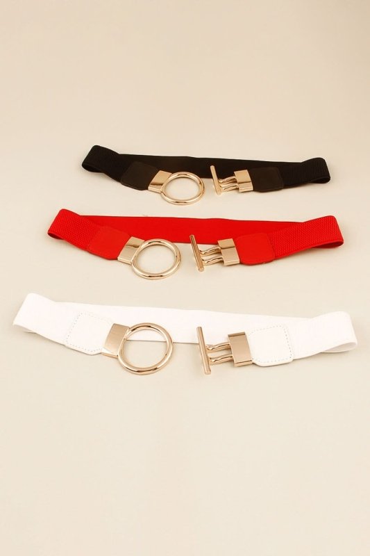 Circle Shape Buckle Zinc Alloy Buckle PU Leather Belt - ShalayeFashion