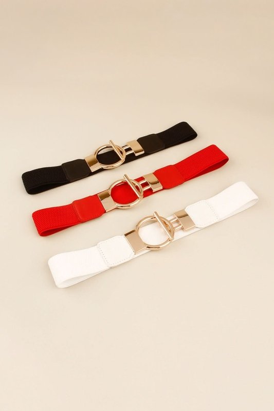 Circle Shape Buckle Zinc Alloy Buckle PU Leather Belt - ShalayeFashion