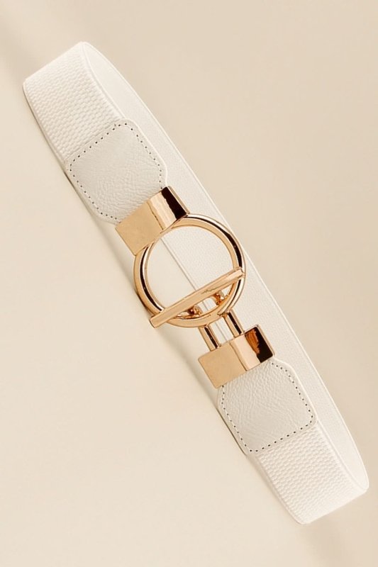 Circle Shape Buckle Zinc Alloy Buckle PU Leather Belt - ShalayeFashion