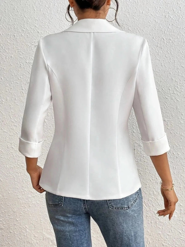 Classic Lapel Collar One Button Blazer - ShalayeFashion
