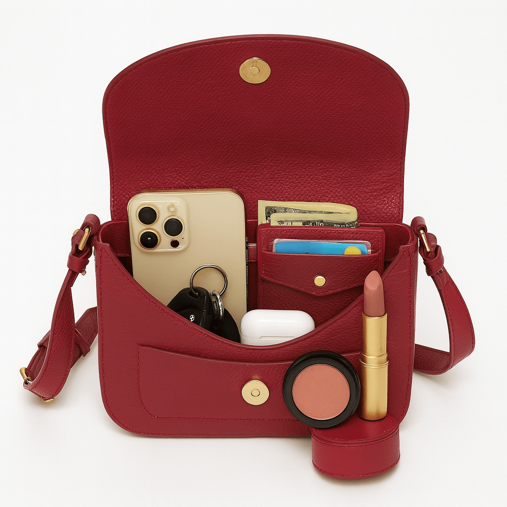 Coccinelle Red Genuine Leather Crossbody - ShalayeFashion