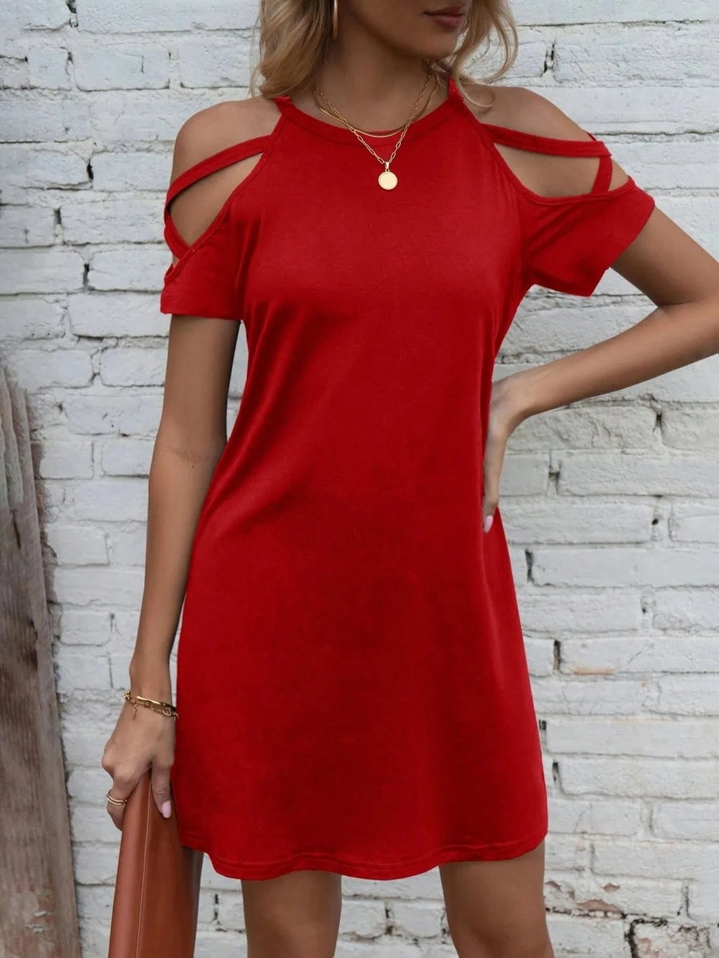 Cold Shoulder Mini Dress - ShalayeFashion