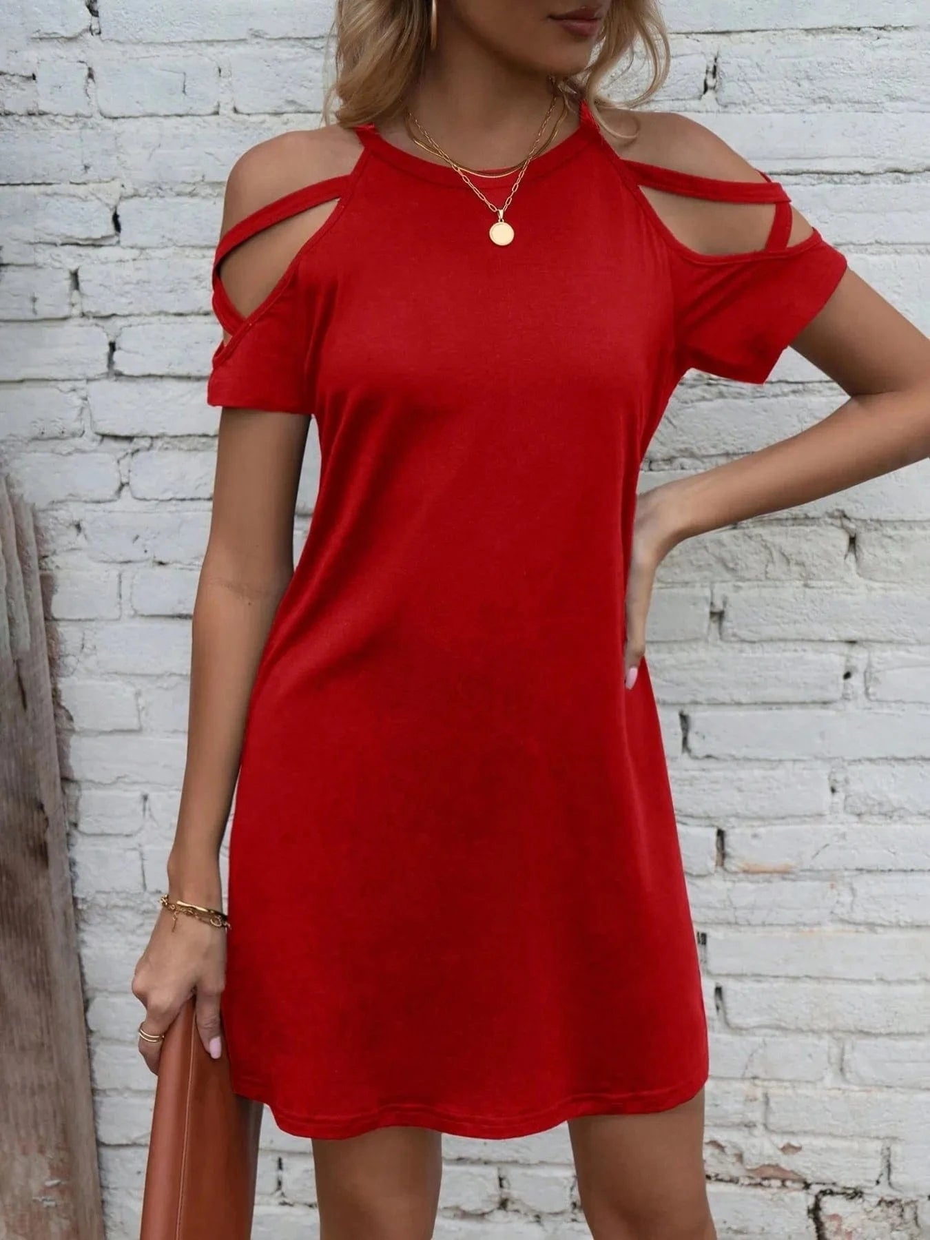 Cold Shoulder Mini Dress - ShalayeFashion