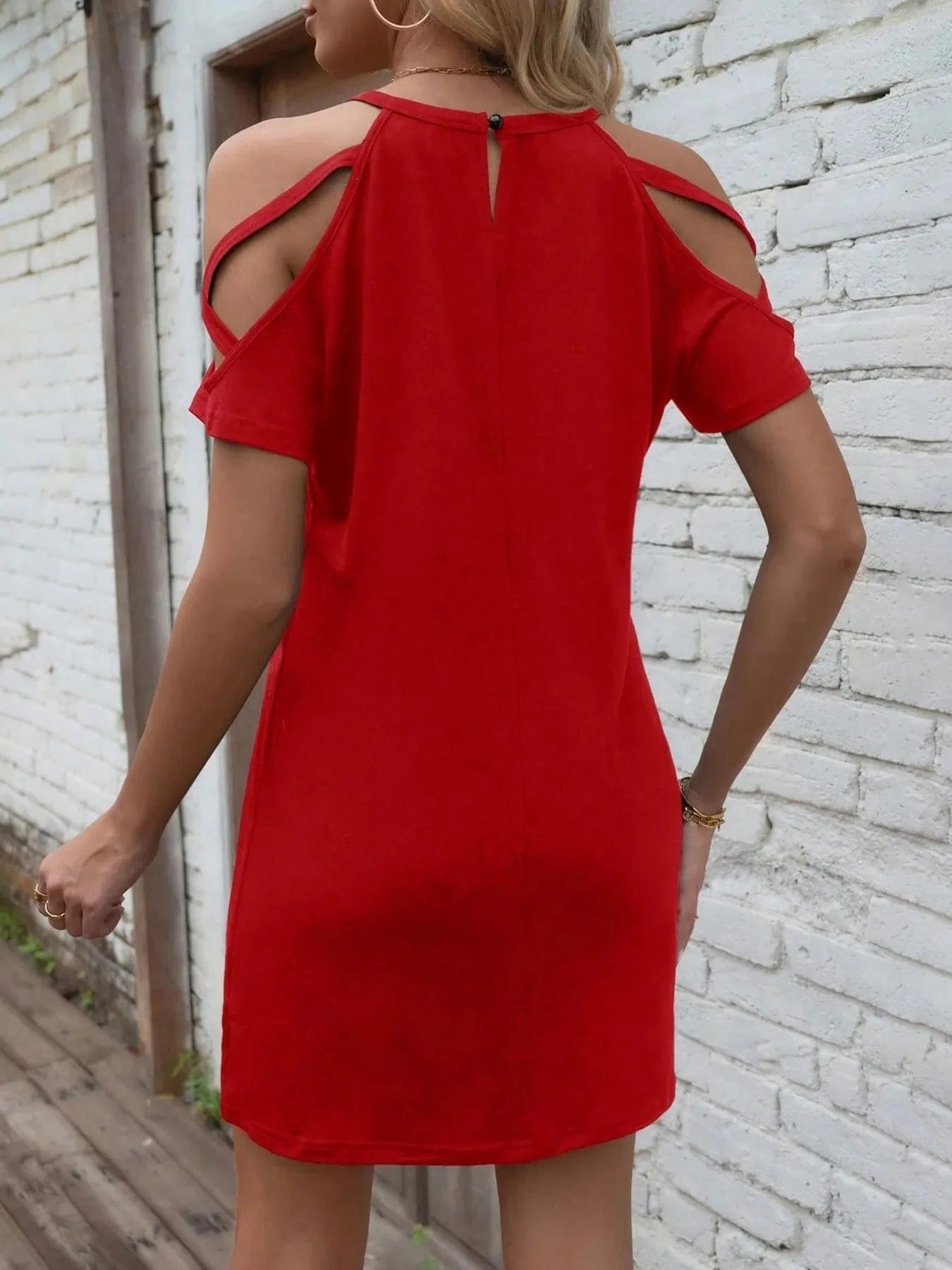 Cold Shoulder Mini Dress - ShalayeFashion