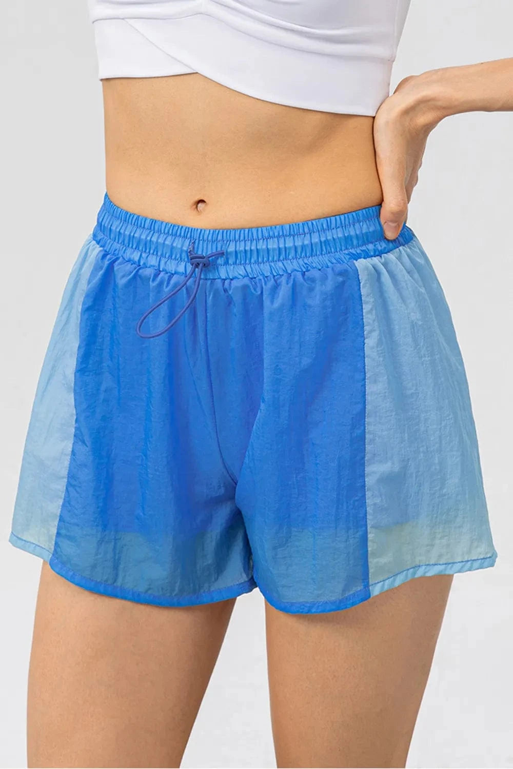 Color Block Drawstring Active Shorts - ShalayeFashion