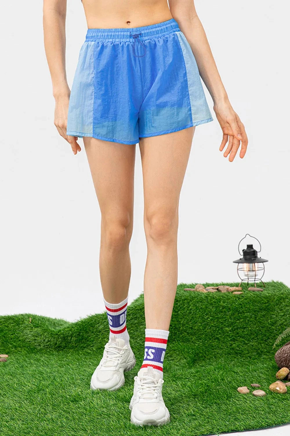 Color Block Drawstring Active Shorts - ShalayeFashion