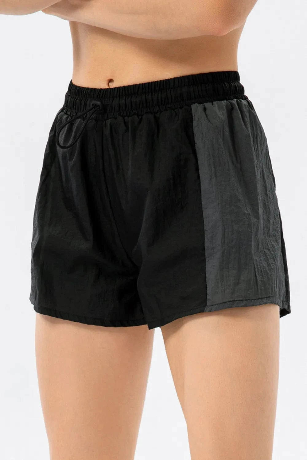 Color Block Drawstring Active Shorts - ShalayeFashion