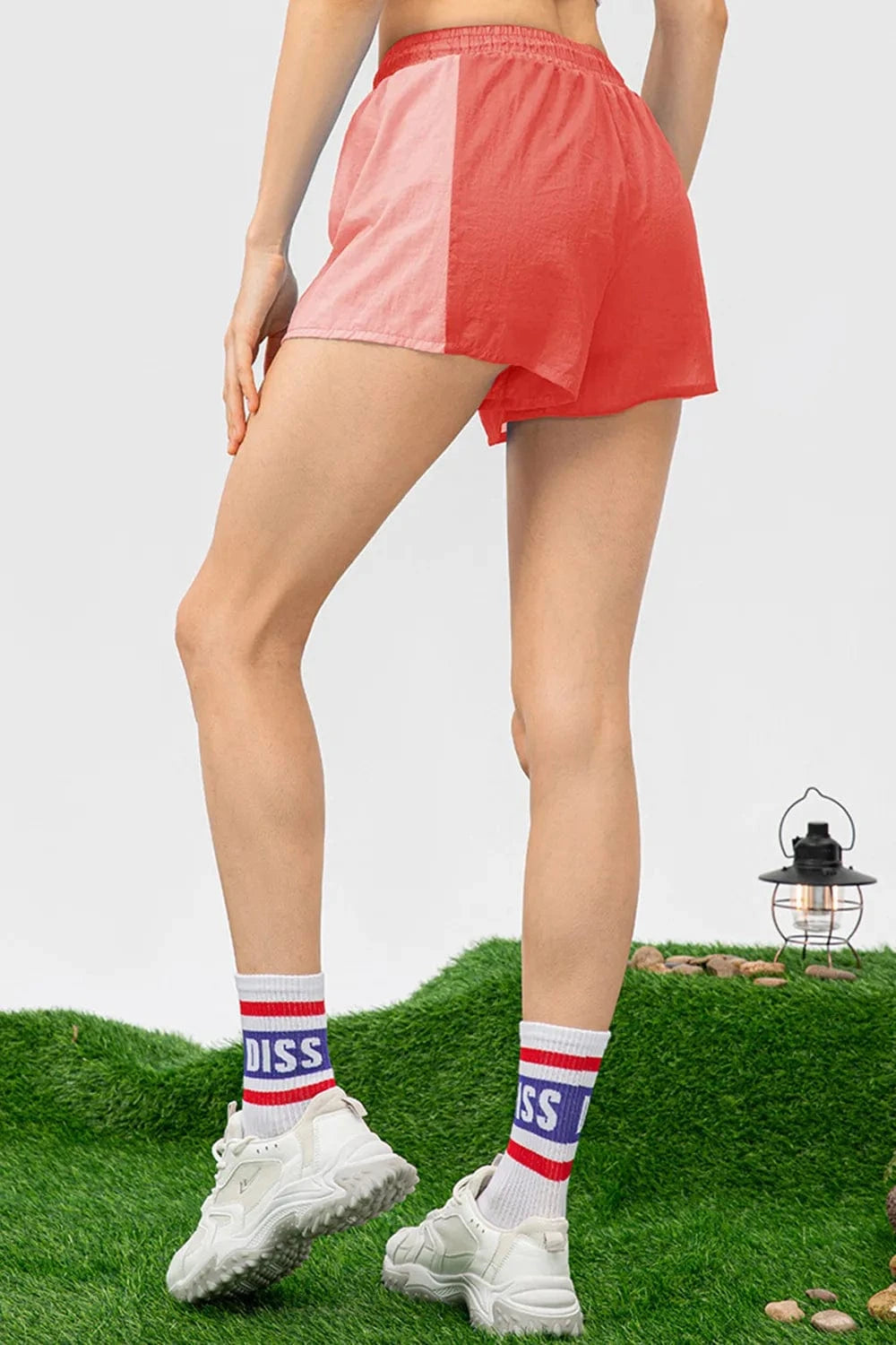 Color Block Drawstring Active Shorts - ShalayeFashion